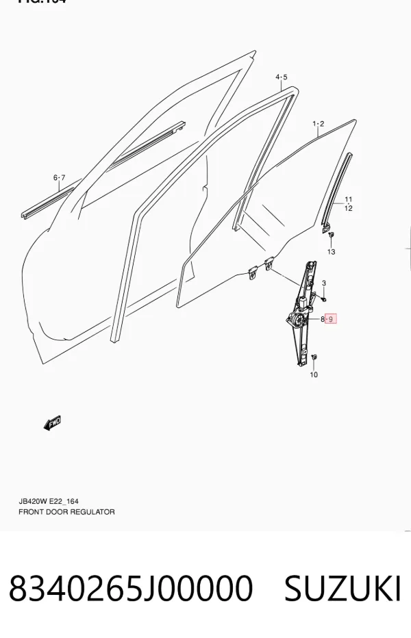 Склопідйомник передньої лівої двері 8340265J00000 Suzuki