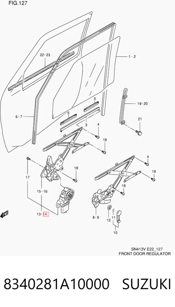 Склопідйомник передньої лівої двері 8340281A10000 Suzuki