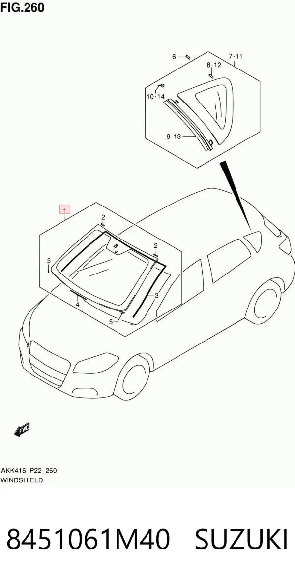 Лобове скло 8451061M40 Suzuki
