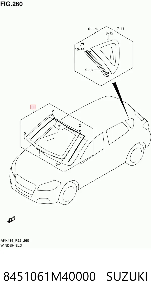 Лобове скло 8451061M40000 Suzuki