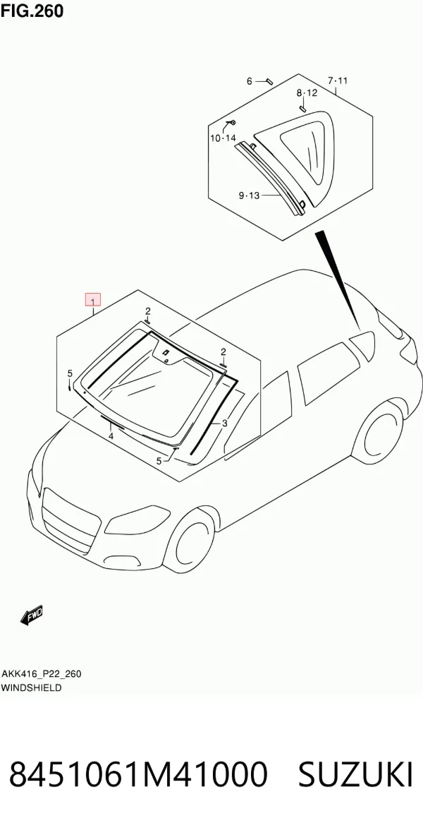 Лобове скло 8451061M41000 Suzuki
