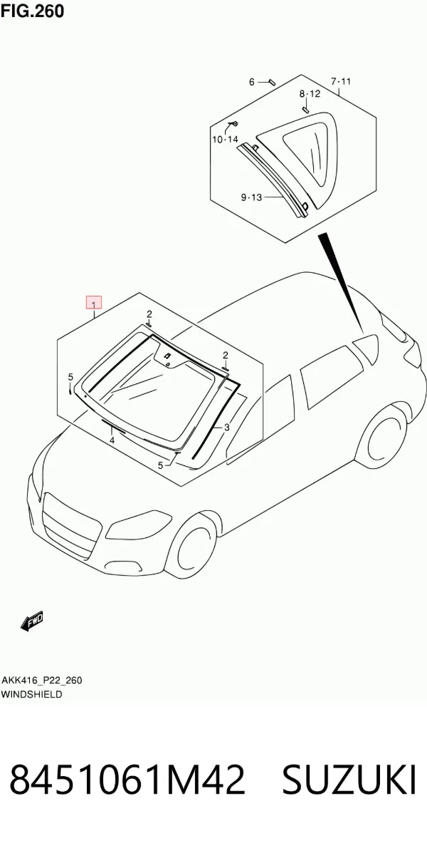 Лобове скло 8451061M42 Suzuki