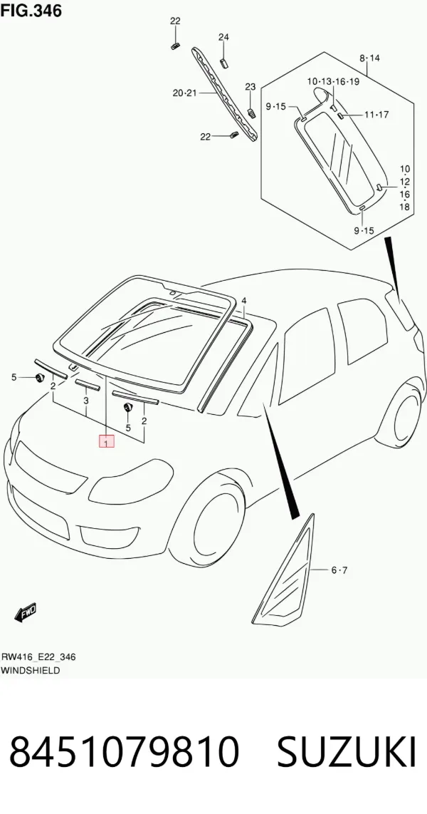 Лобове скло 8451079810 Suzuki
