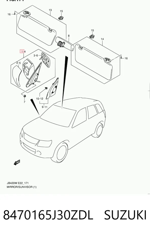 Дзеркало праве 8470165J30ZDL Suzuki