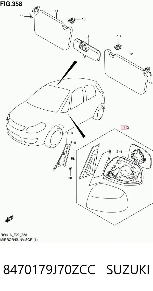Дзеркало праве 8470179J70ZCC Suzuki