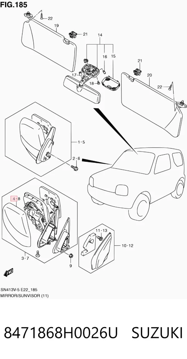 Накладка дзеркала заднього виду, права 8471868H0026U Suzuki
