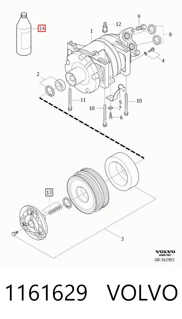 Компресор кондиціонера 1161629 Volvo