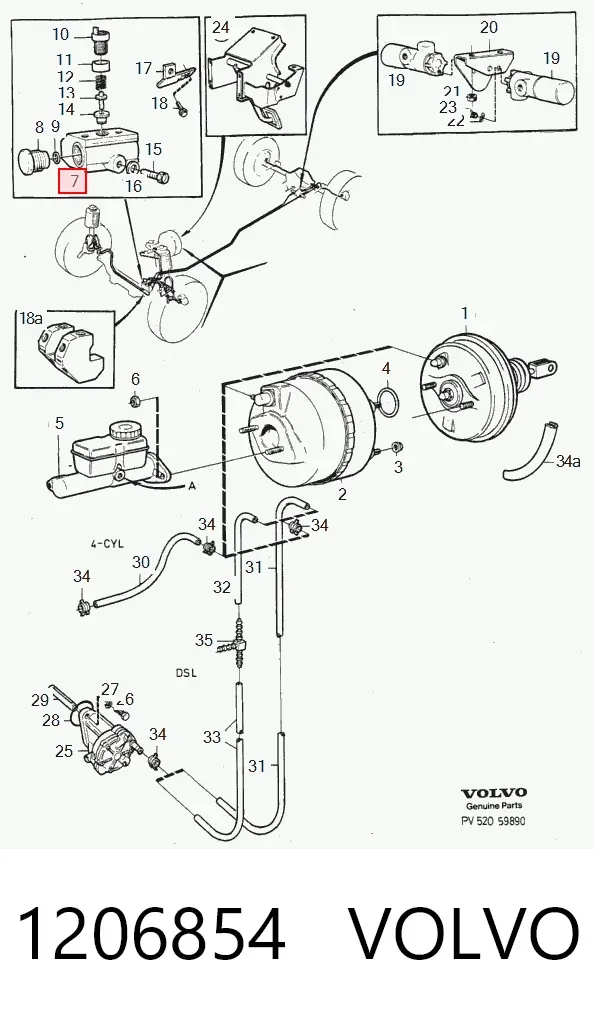 Ремкомплект гальмівного циліндру 1206854 Volvo