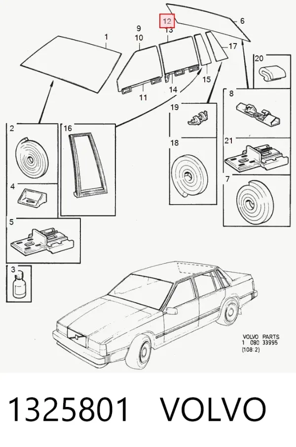 Скло задньої двері лівої 1325801 Volvo