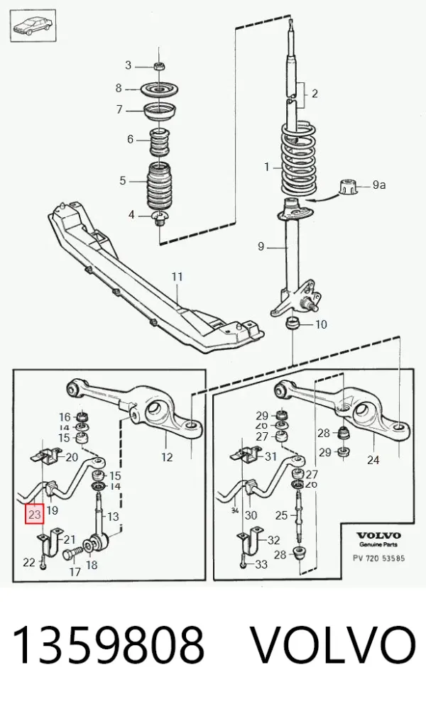 Передній стабілізатор 1359808 Volvo