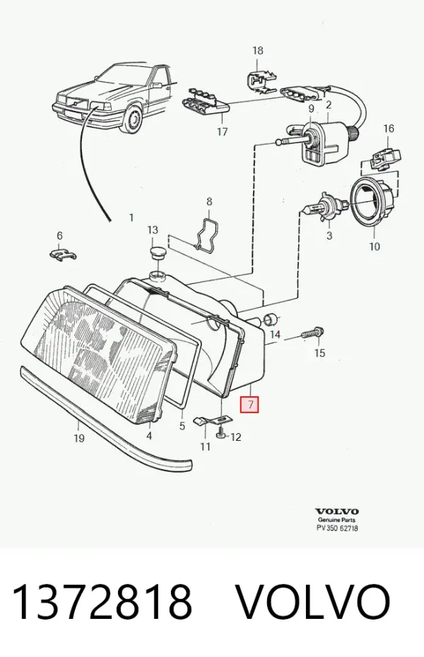 Фара права 1372818 Volvo