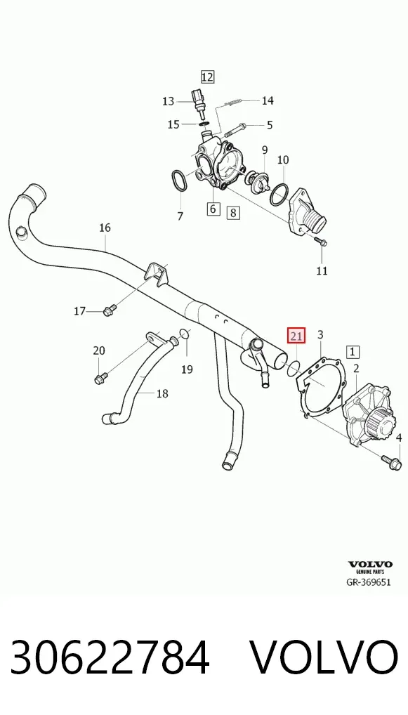 Прокладка водяної помпи 30622784 Volvo