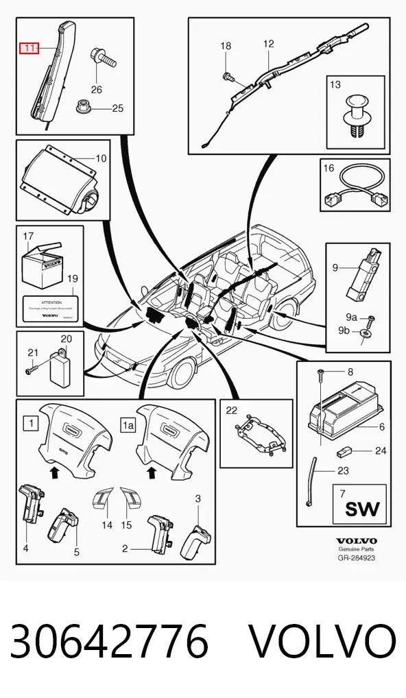 Подушка безпеки AIRBAG спинки сидіння, лівого 30642776 Volvo