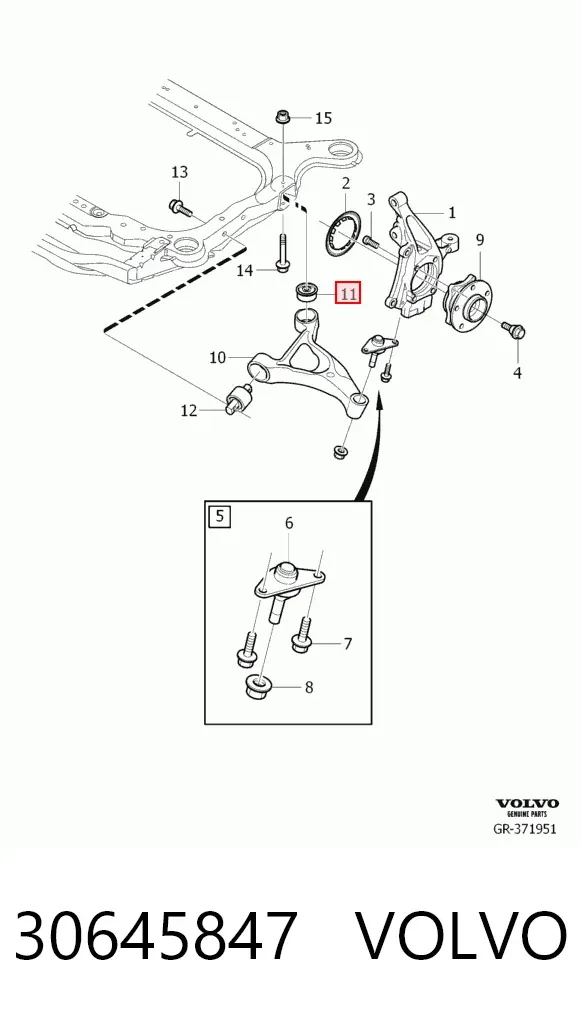 Сайлентблок переднього важеля 30645847 Volvo