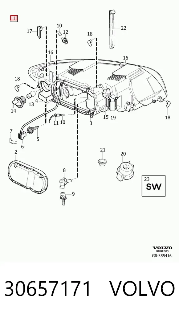 Фара права 30657171 Volvo