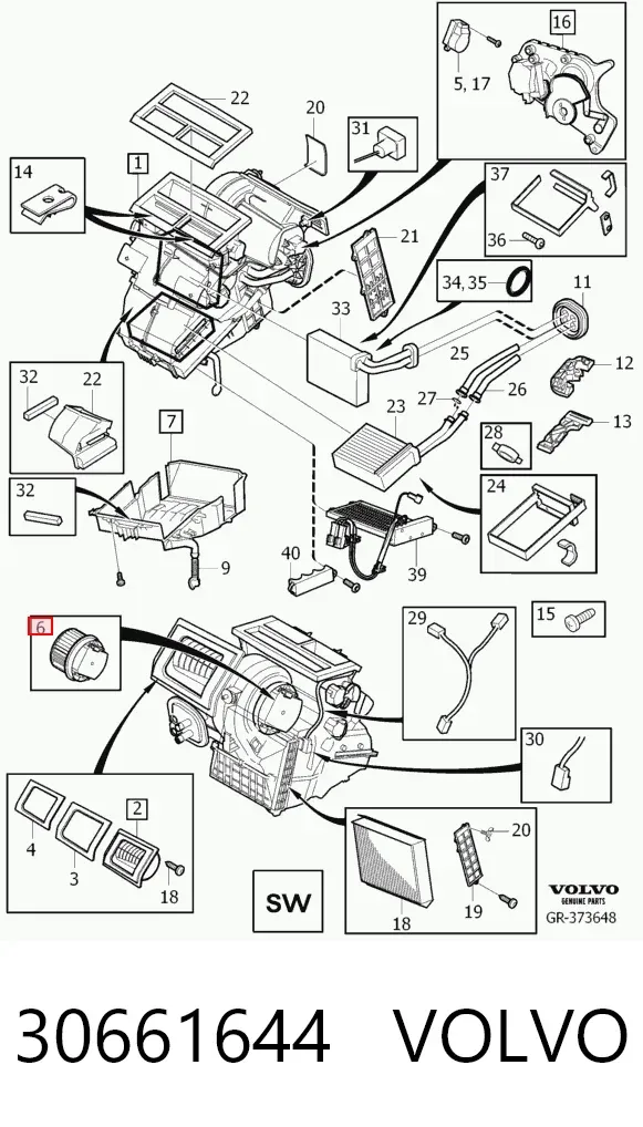 Вентилятора пічки 30661644 Volvo