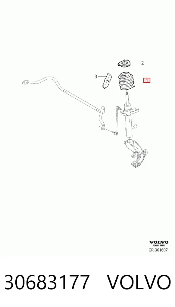 Пружина передня 30683177 Volvo