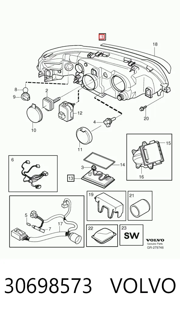 Фара права 30698573 Volvo