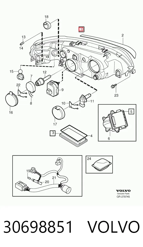 Фара ліва 30698851 Volvo