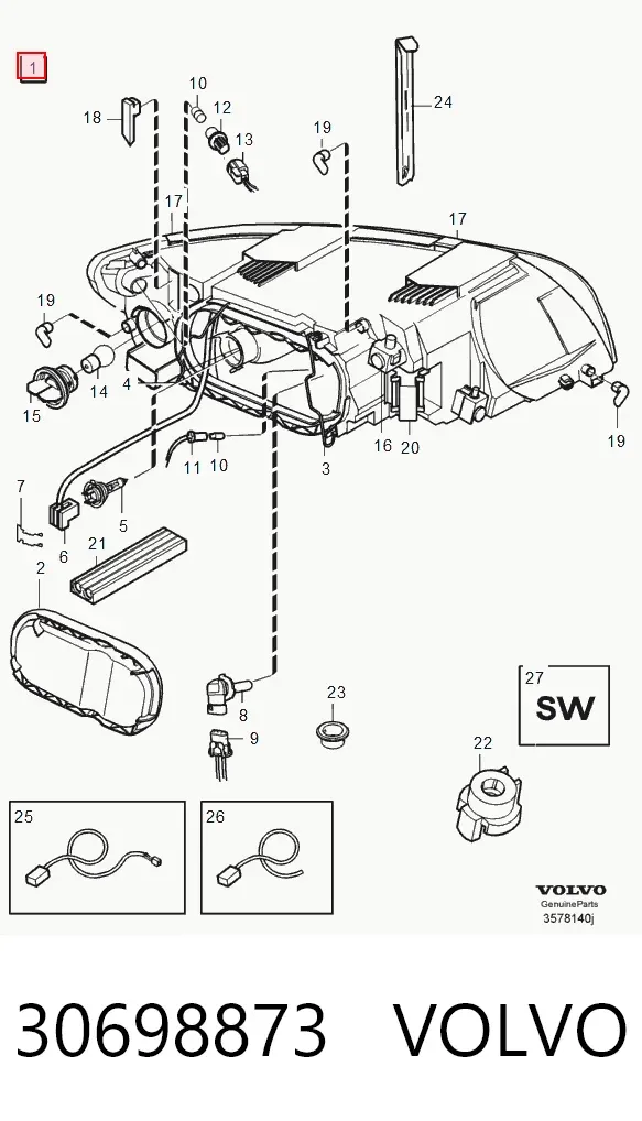 Фара права 30698873 Volvo