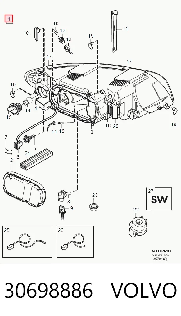 Фара права 30698886 Volvo