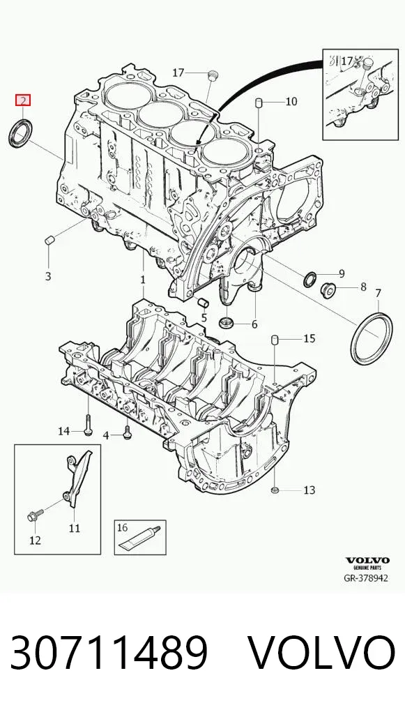 Сальник коленвалу 30711489 Volvo