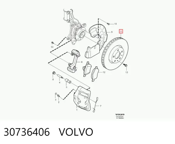Гальмівні диски передні 30736406 Volvo