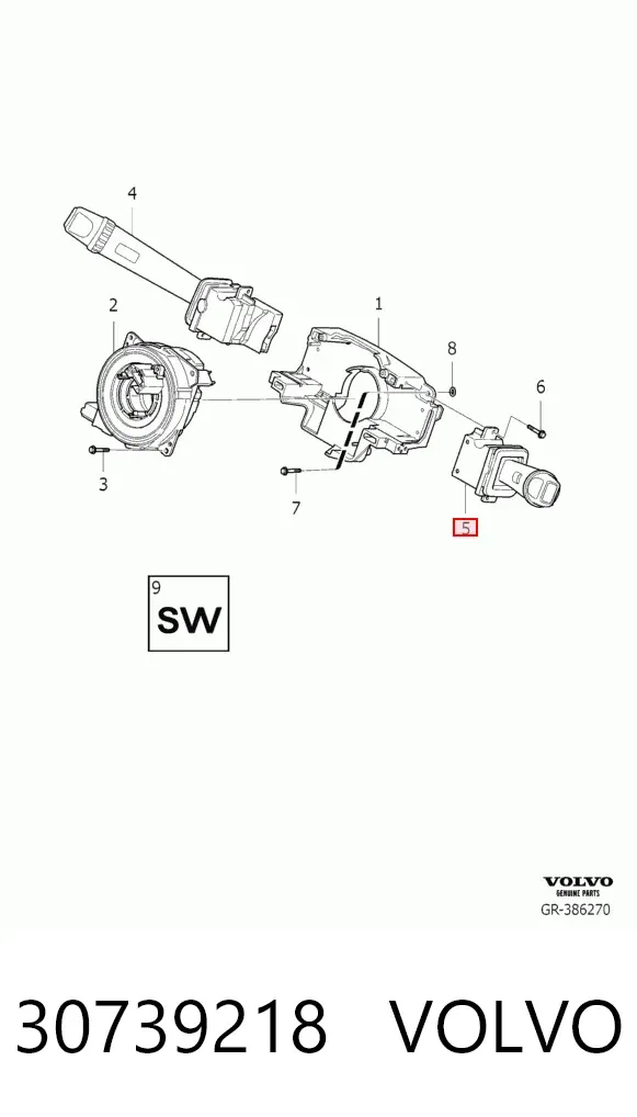 Перемикач підрульовий, правий 30739218 Volvo