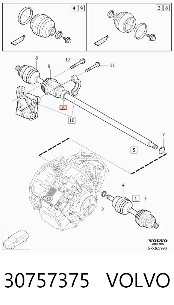 Підвісний підшипник передньої піввісі 30757375 Volvo
