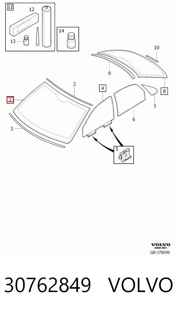 Лобове скло 30762849 Volvo