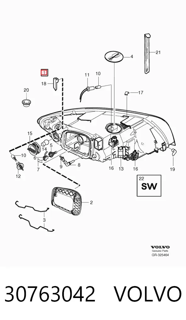Фара права 30763042 Volvo