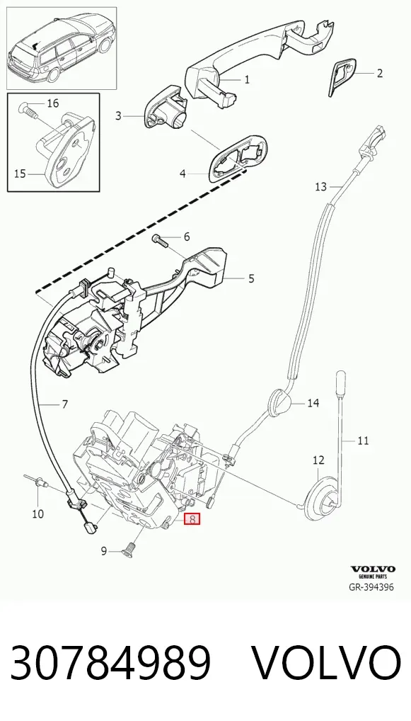Замок задньої двері, лівої 30784989 Volvo