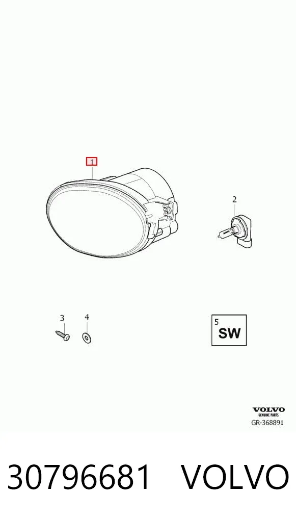 Фара протитуманна, права 30796681 Volvo