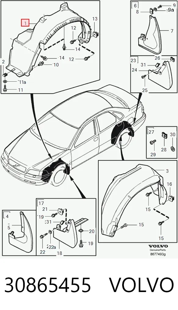 Підкрилок передній лівий 30865455 Volvo
