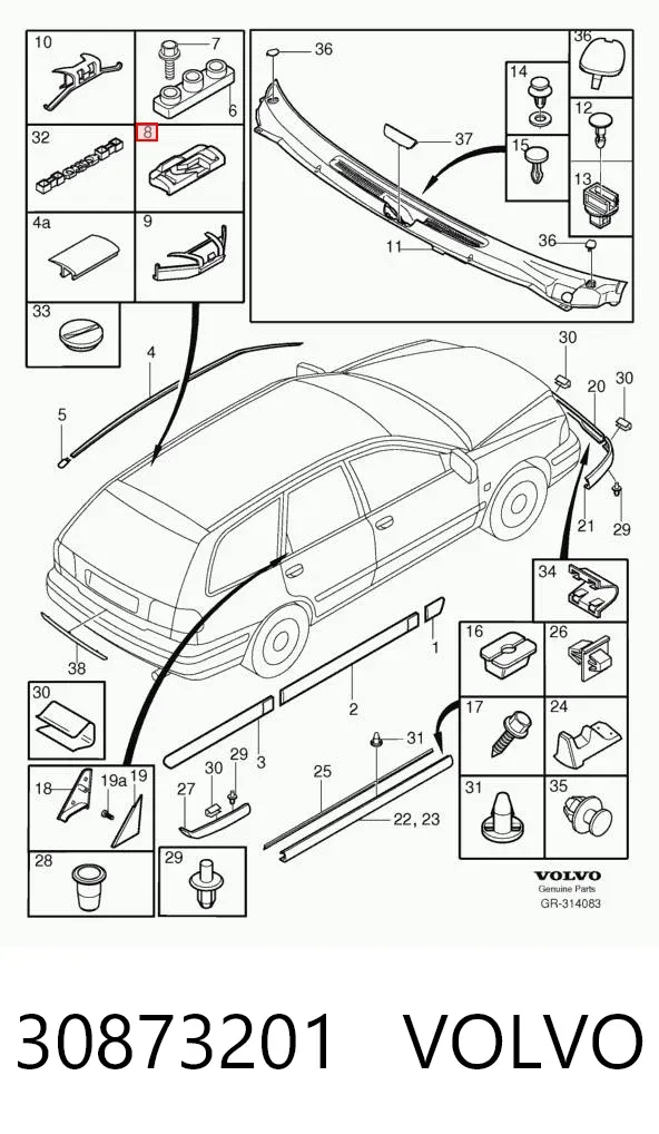 Лобове скло 30873201 Volvo