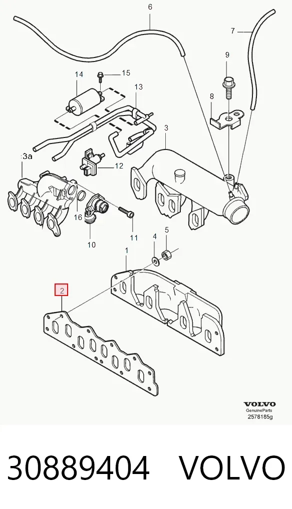 Прокладка впускного колектора 30889404 Volvo