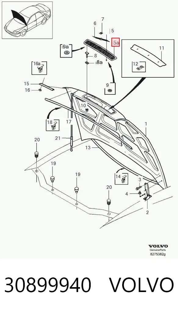 Решітка радіатора 30899940 Volvo