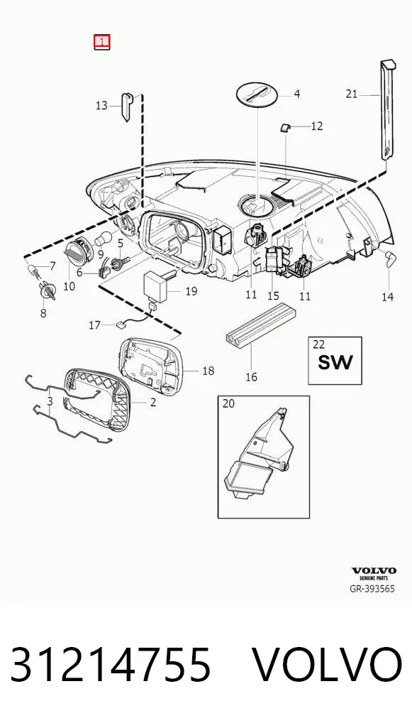 Фара права 31214755 Volvo