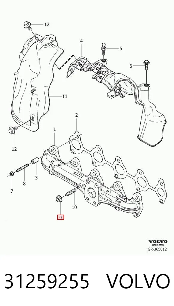 Гайка випускного колектора 31259255 Volvo