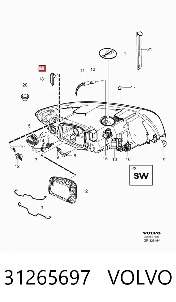 Фара права 31265697 Volvo