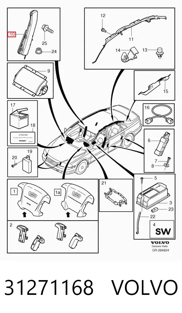 Подушка безпеки AIRBAG спинки сидіння, правого 31271168 Volvo