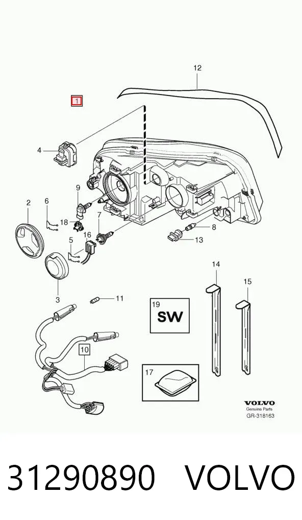 Фара ліва 31290890 Volvo