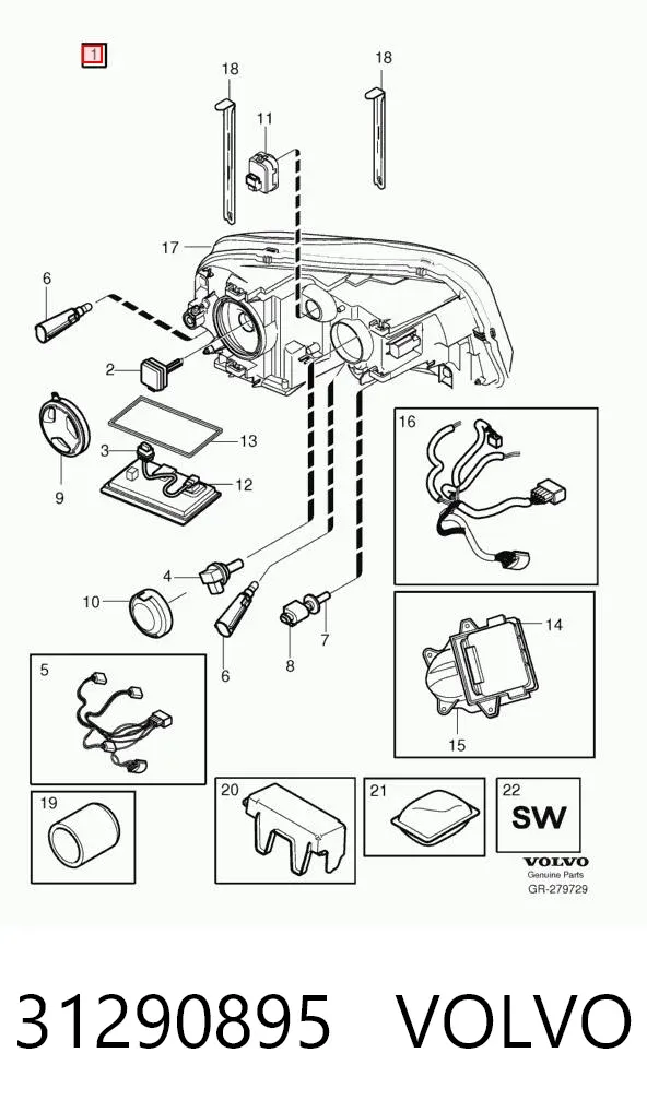 Фара права 31290895 Volvo