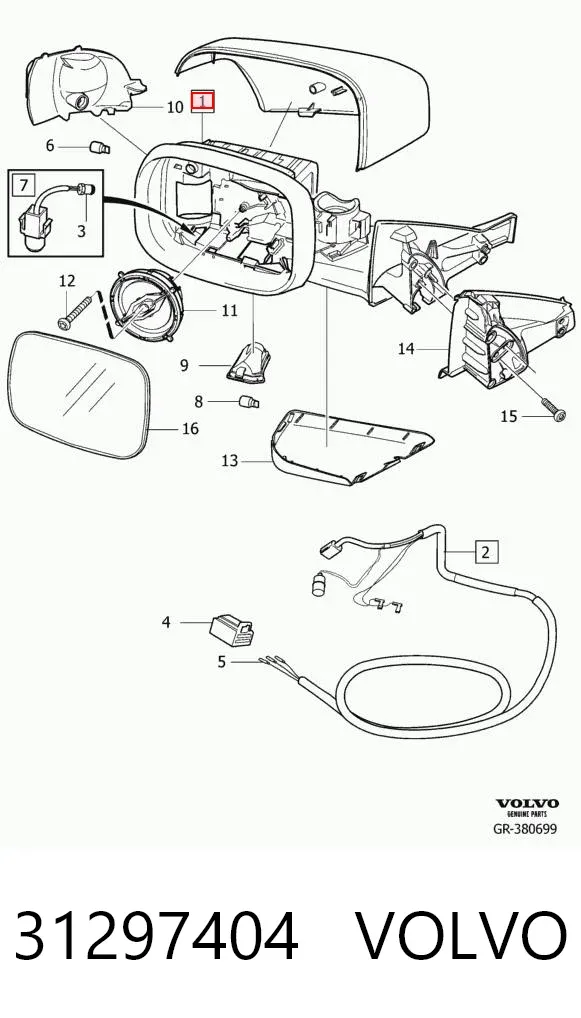 Ліве бокове дзеркало 31297404 Volvo