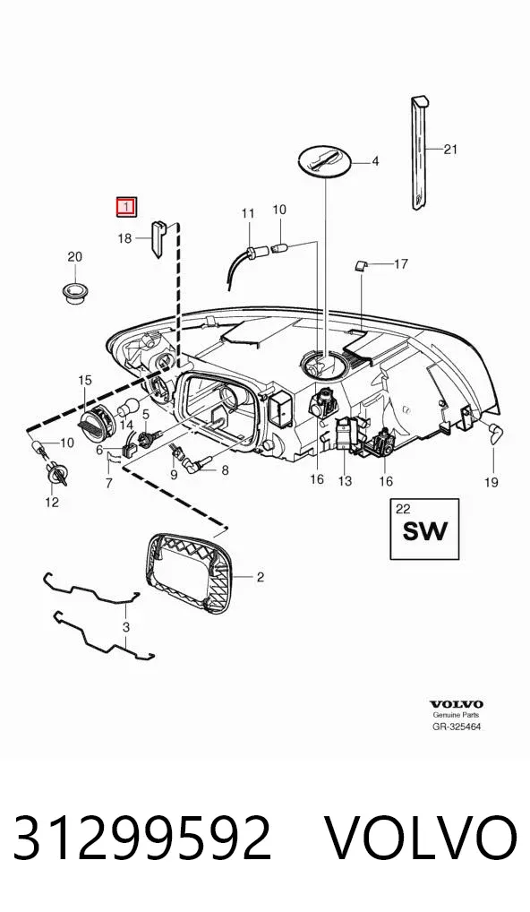 Фара права 31299592 Volvo