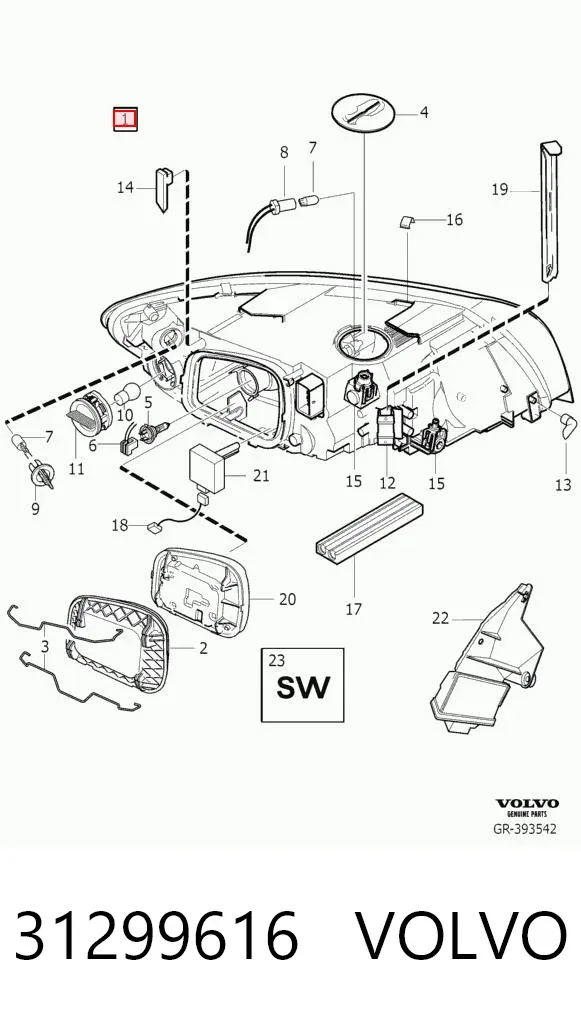 Фара права 31299616 Volvo