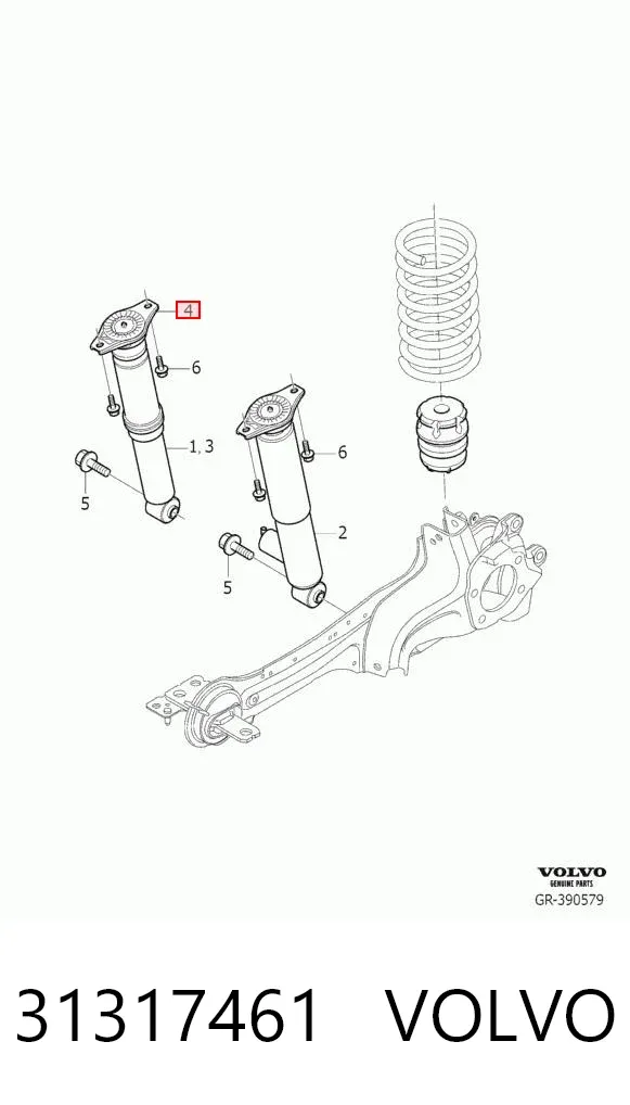 Опора амортизатора заднього 31317461 Volvo