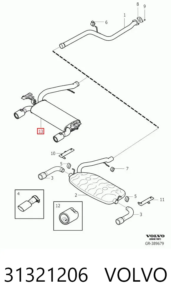 Глушник, задня частина 31321206 Volvo