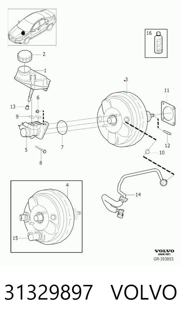 Підсилювач гальм 31329897 Volvo