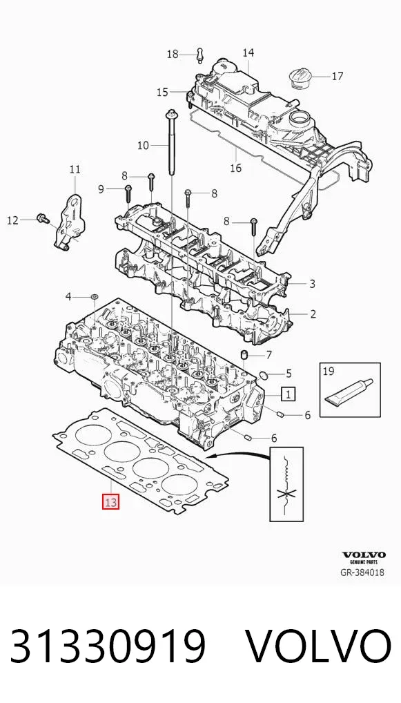 Прокладка ГБЦ 31330919 Volvo